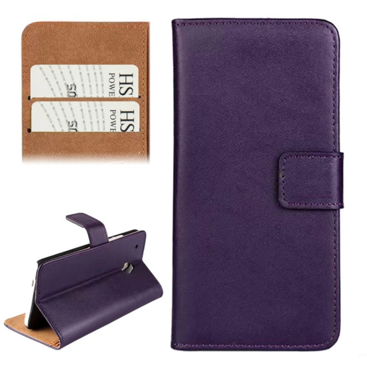 Horizontal Flip Top-grain Leather Case with Card Slots & Holder for HTC One mini / M4