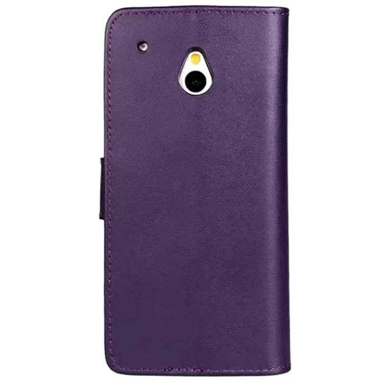 Horizontal Flip Top-grain Leather Case with Card Slots & Holder for HTC One mini / M4