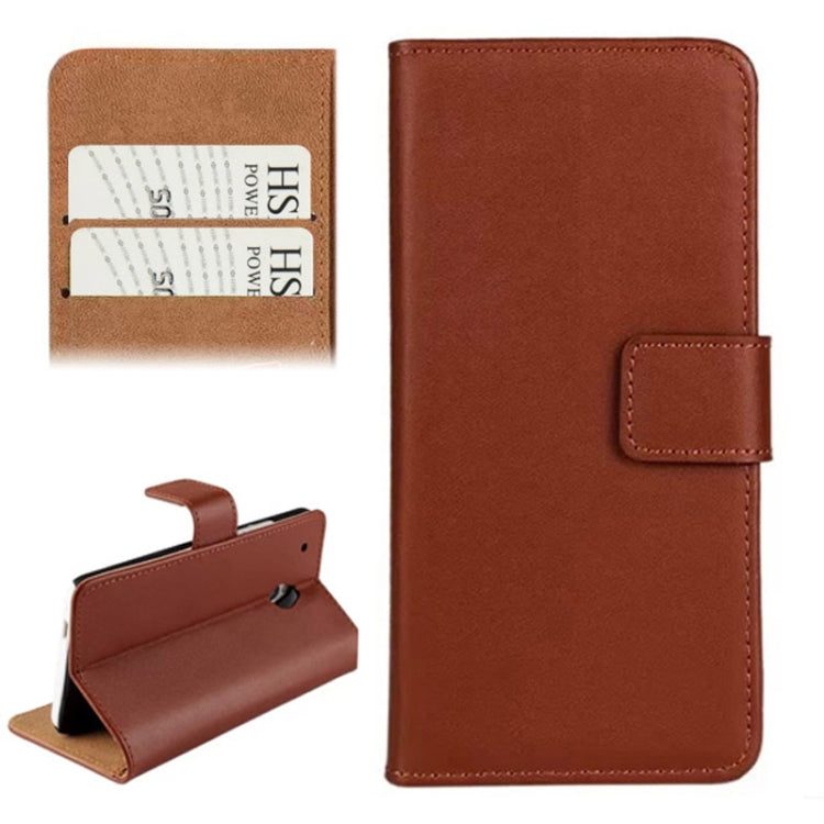 Horizontal Flip Top-grain Leather Case with Card Slots & Holder for HTC One mini / M4