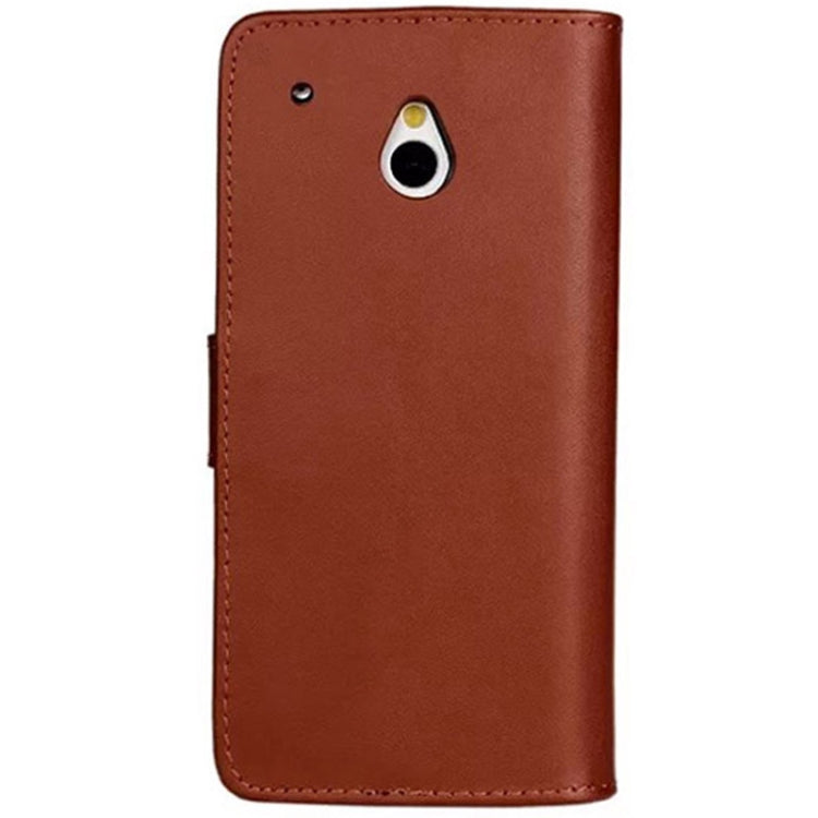 Horizontal Flip Top-grain Leather Case with Card Slots & Holder for HTC One mini / M4