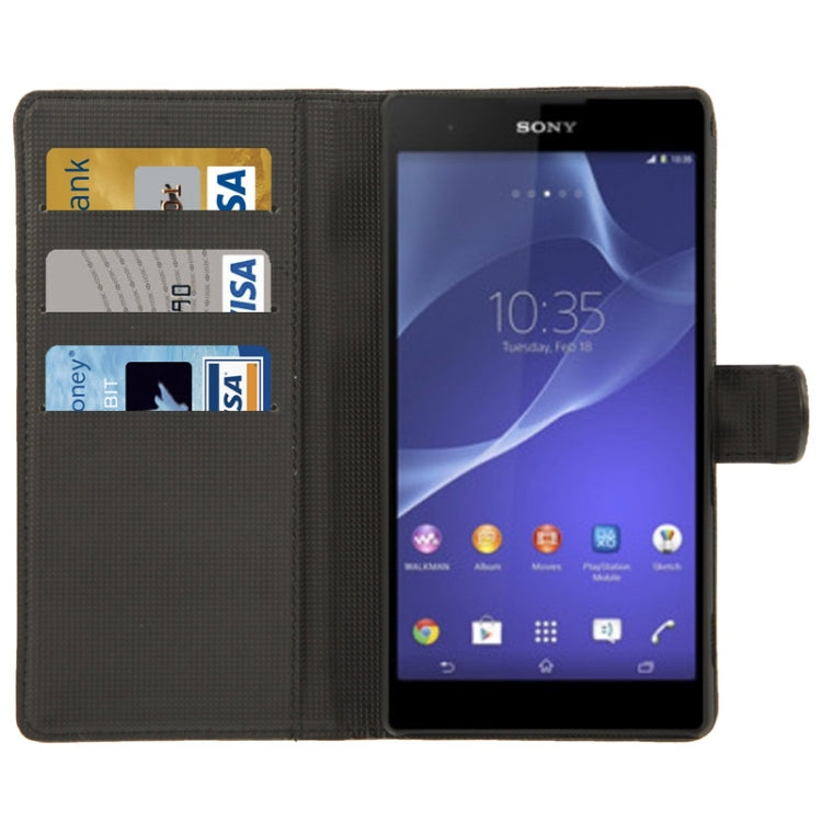 Litchi Texture Leather Case with Holder & Credit Card Slot for Sony Xperia T2 Ultra
