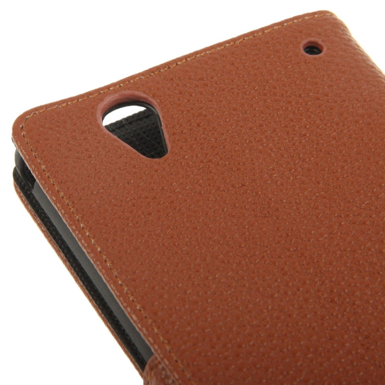 Litchi Texture Leather Case with Holder & Credit Card Slot for Sony Xperia T2 Ultra
