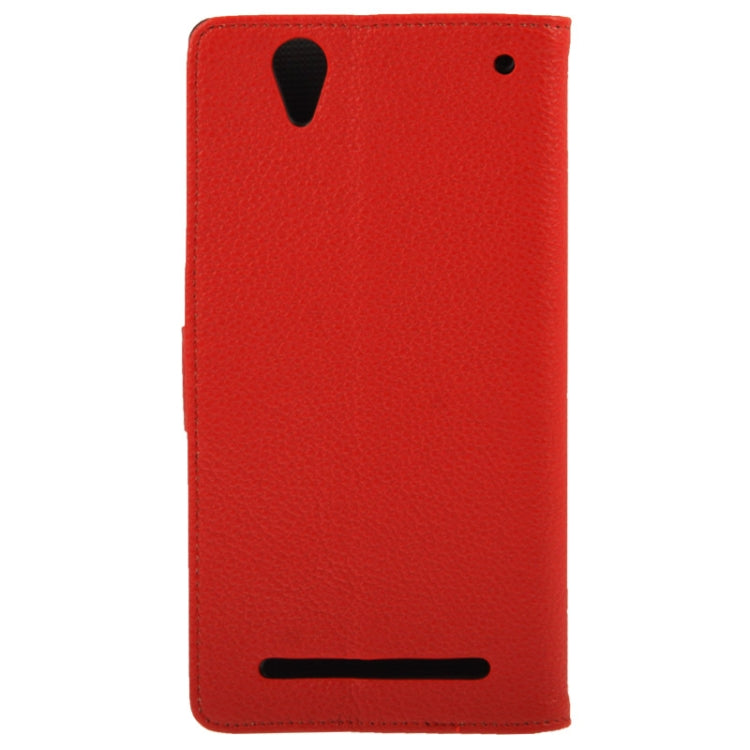 Litchi Texture Leather Case with Holder & Credit Card Slot for Sony Xperia T2 Ultra
