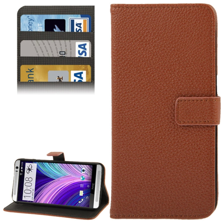 Litchi Texture Leather Case with Holder & Credit Card Slot for HTC One M8
