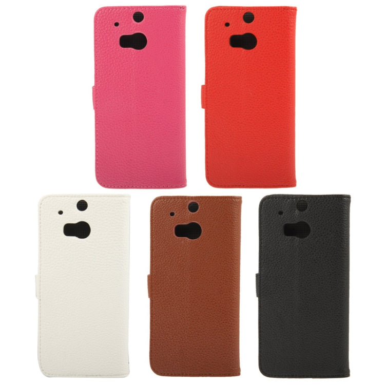 Litchi Texture Leather Case with Holder & Credit Card Slot for HTC One M8