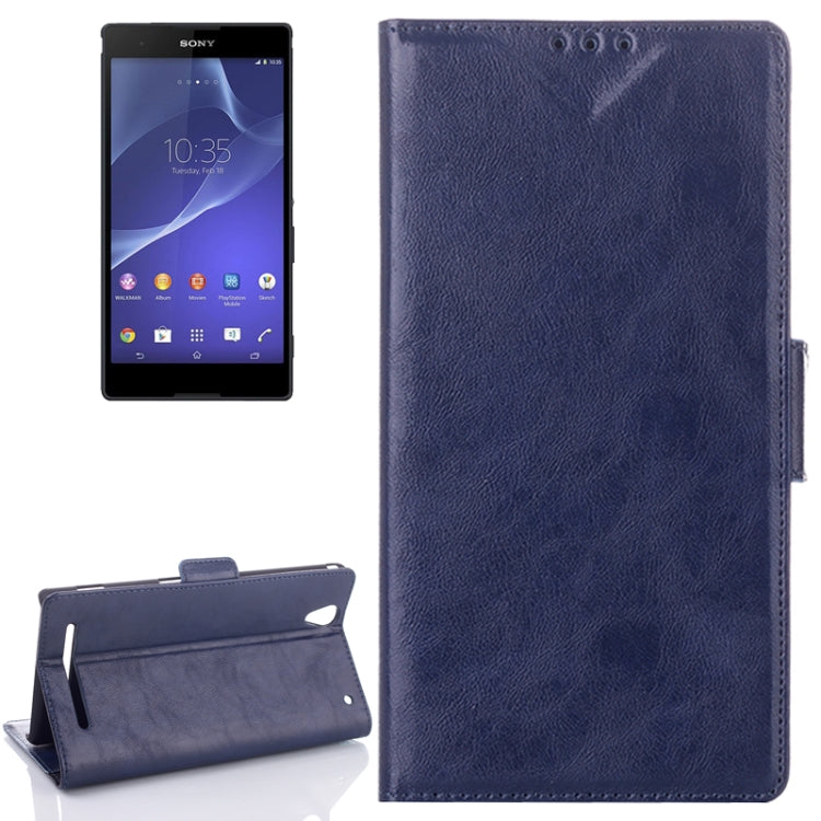 Oil Leather Case with Card Slot & Holder for Sony Xperia T2 Ultra / XM50h
