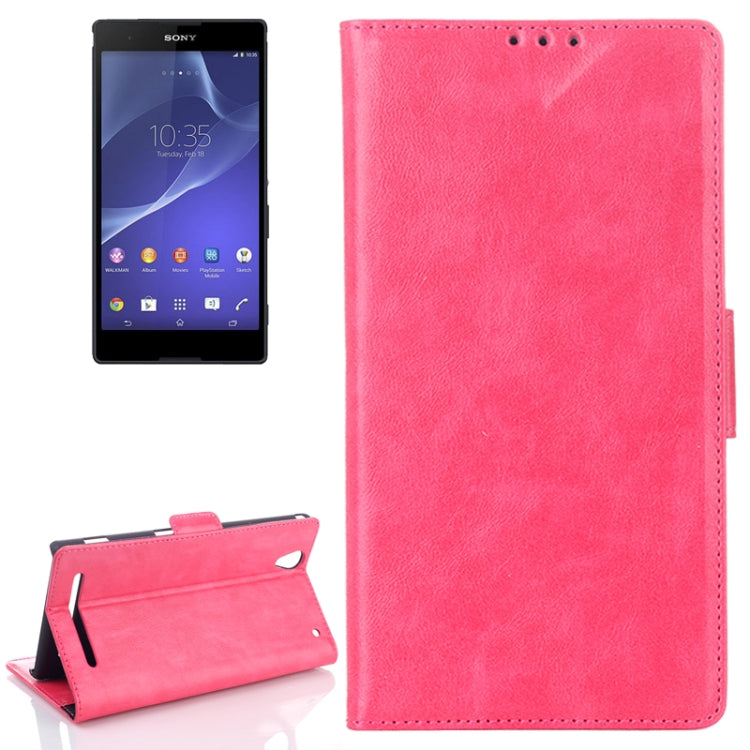 Oil Leather Case with Card Slot & Holder for Sony Xperia T2 Ultra / XM50h
