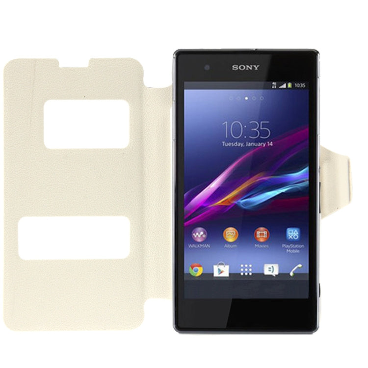 Pebble Texture Flip Leather Case with Call Display ID & Holder for Sony Xperia Z1 mini