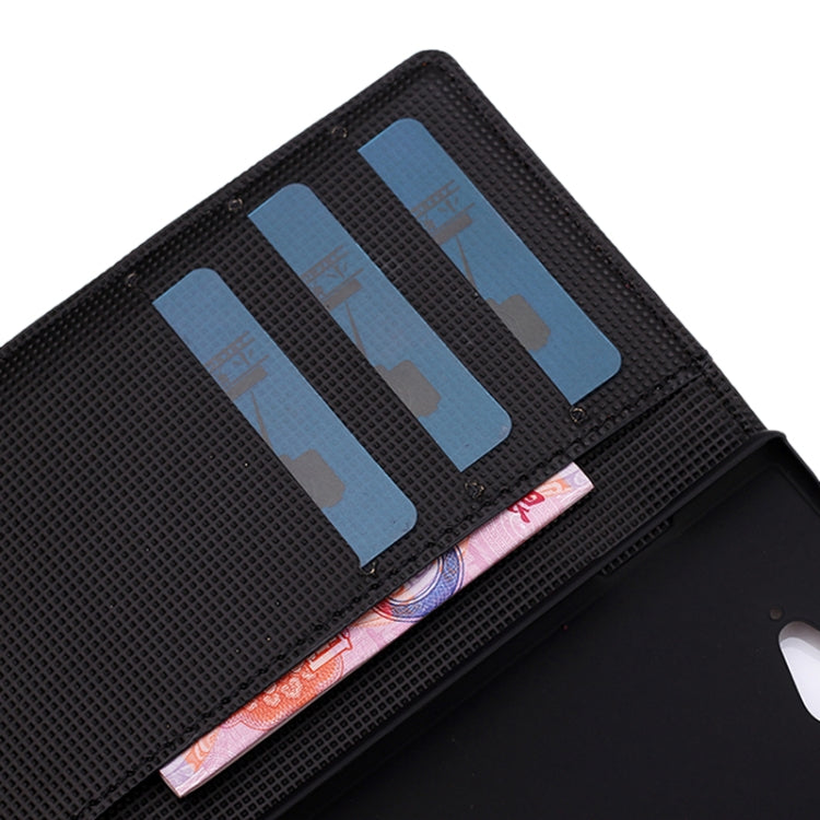 Litchi Texture Flip Leather Case with Credit Card Slots & Holder for Sony Xperia M2 (Red)