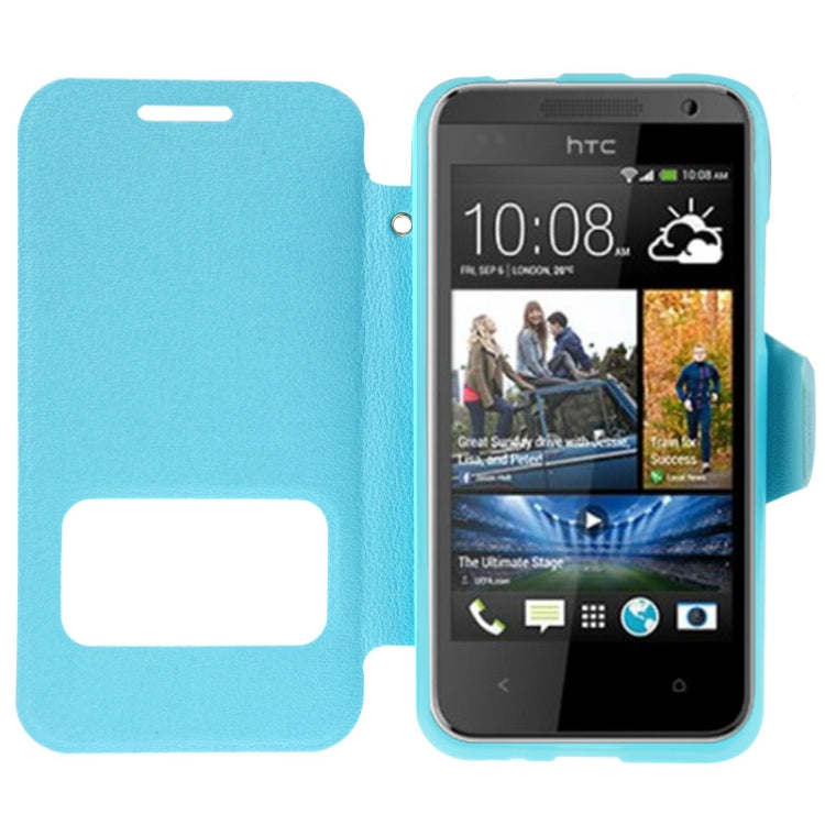 Pebble Texture Flip Leather Case with Call Display ID & Holder for HTC Desire 300