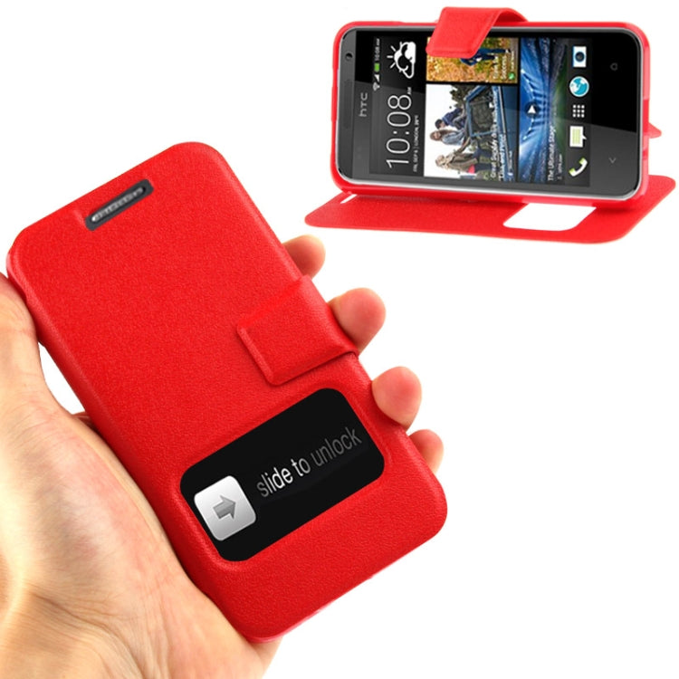 Pebble Texture Flip Leather Case with Call Display ID & Holder for HTC Desire 300