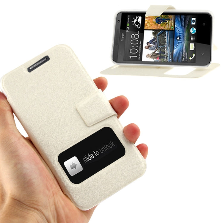 Pebble Texture Flip Leather Case with Call Display ID & Holder for HTC Desire 300