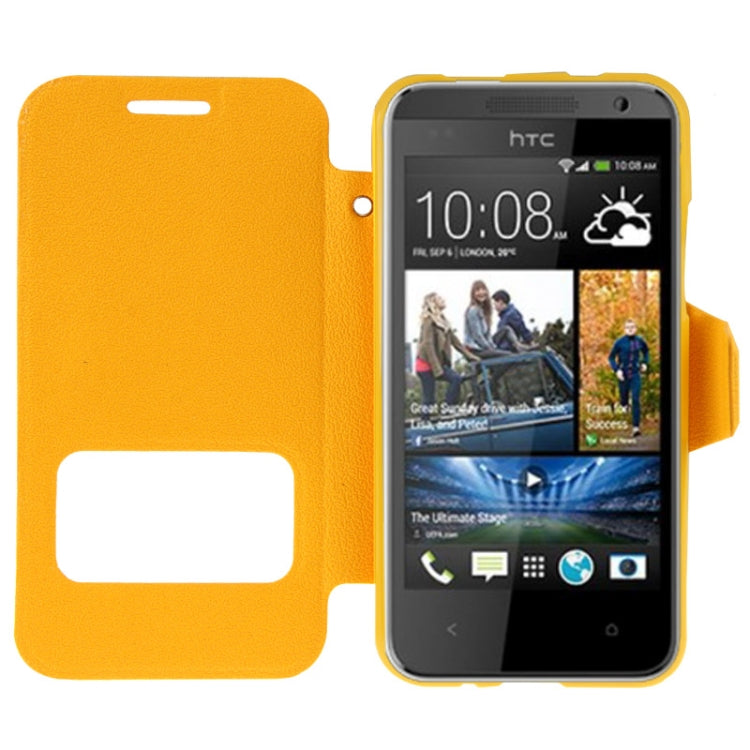 Pebble Texture Flip Leather Case with Call Display ID & Holder for HTC Desire 300