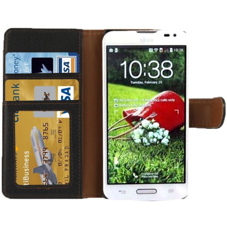Litchi Texture Button Flip Leather Case with Card Slots & Holder for LG L70 / Dual D325