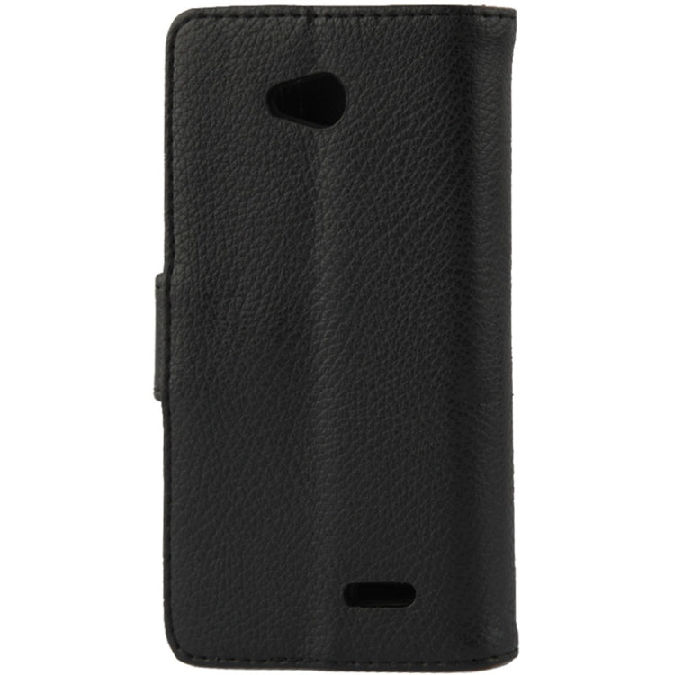 Litchi Texture Button Flip Leather Case with Card Slots & Holder for LG L70 / Dual D325