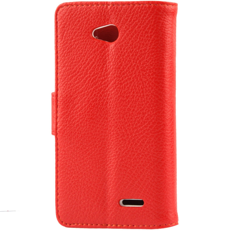 Litchi Texture Button Flip Leather Case with Card Slots & Holder for LG L70 / Dual D325