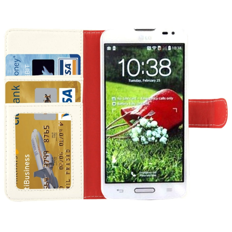 Litchi Texture Button Flip Leather Case with Card Slots & Holder for LG L70 / Dual D325