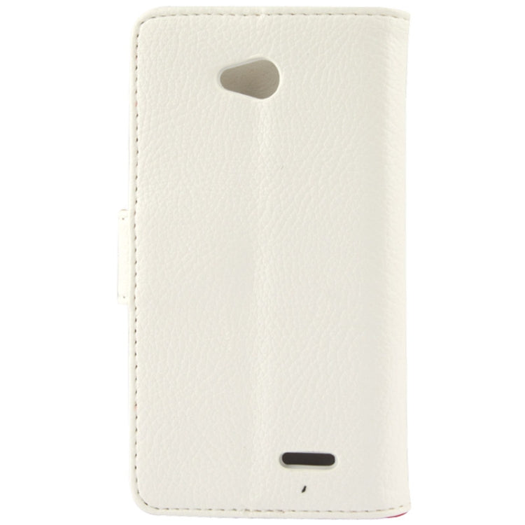 Litchi Texture Button Flip Leather Case with Card Slots & Holder for LG L70 / Dual D325