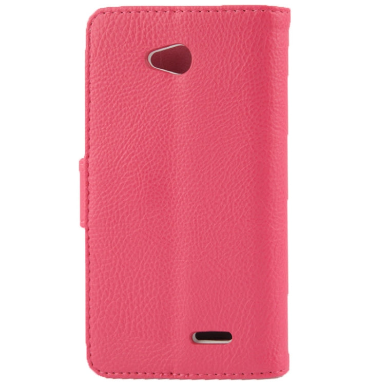 Litchi Texture Button Flip Leather Case with Card Slots & Holder for LG L70 / Dual D325