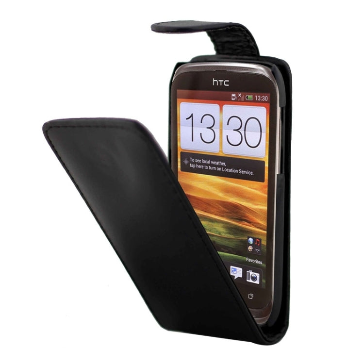 Vertical Flip Leather Case for HTC Desire V / T328W(Black)