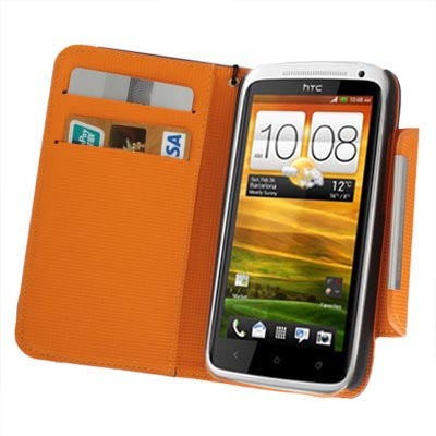 Leather Case with Credit Card & Lanyard for HTC One X / Edge / S720e,