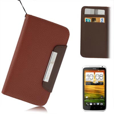 Leather Case with Credit Card & Lanyard for HTC One X / Edge / S720e,