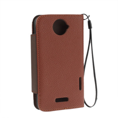 Leather Case with Credit Card & Lanyard for HTC One X / Edge / S720e,