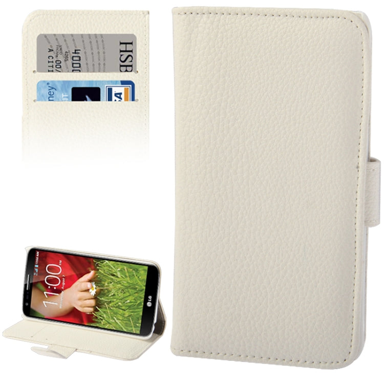 Litchi Texture Leather Case with Holder & Credit Card Slot for LG G2