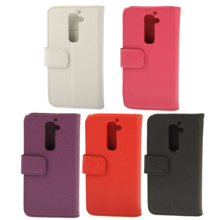 Litchi Texture Leather Case with Holder & Credit Card Slot for LG G2