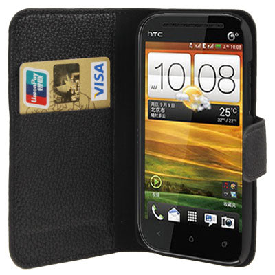 Litchi Texture Horizontal Flip Leather Case with Credit Card Slot & Holder for HTC One ST / 528T
