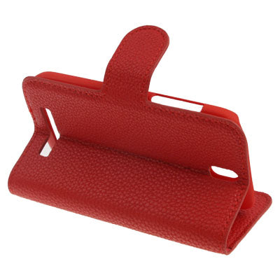 Litchi Texture Horizontal Flip Leather Case with Credit Card Slot & Holder for HTC One ST / 528T