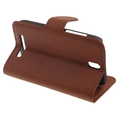 Litchi Texture Horizontal Flip Leather Case with Credit Card Slot & Holder for HTC One ST / 528T