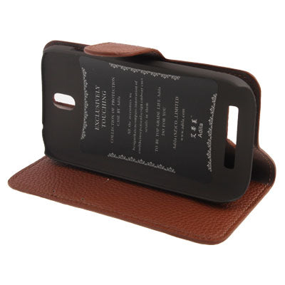 Litchi Texture Horizontal Flip Leather Case with Credit Card Slot & Holder for HTC One ST / 528T