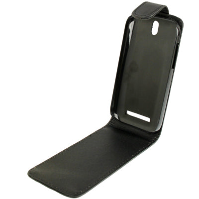High Quality Pure Color Leather Case for HTC One SV (Black)