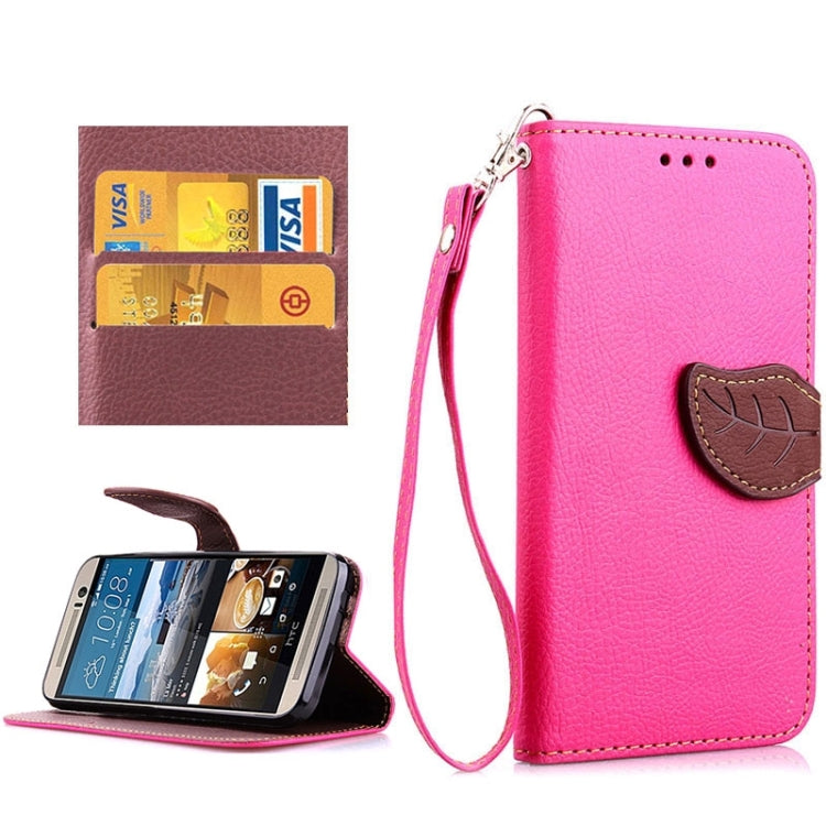 Leaf Magnetic Snap Litchi Texture Horizontal Flip Leather Case with Card Slots & Holder & Lanyard for HTC One M9