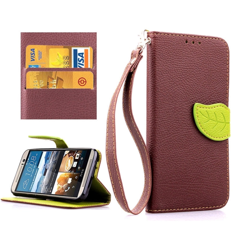 Leaf Magnetic Snap Litchi Texture Horizontal Flip Leather Case with Card Slots & Holder & Lanyard for HTC One M9