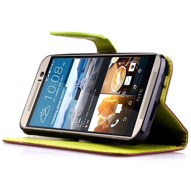Leaf Magnetic Snap Litchi Texture Horizontal Flip Leather Case with Card Slots & Holder & Lanyard for HTC One M9