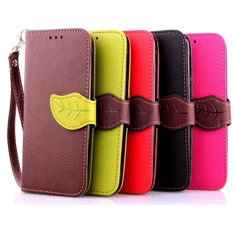 Leaf Magnetic Snap Litchi Texture Horizontal Flip Leather Case with Card Slots & Holder & Lanyard for HTC One M9