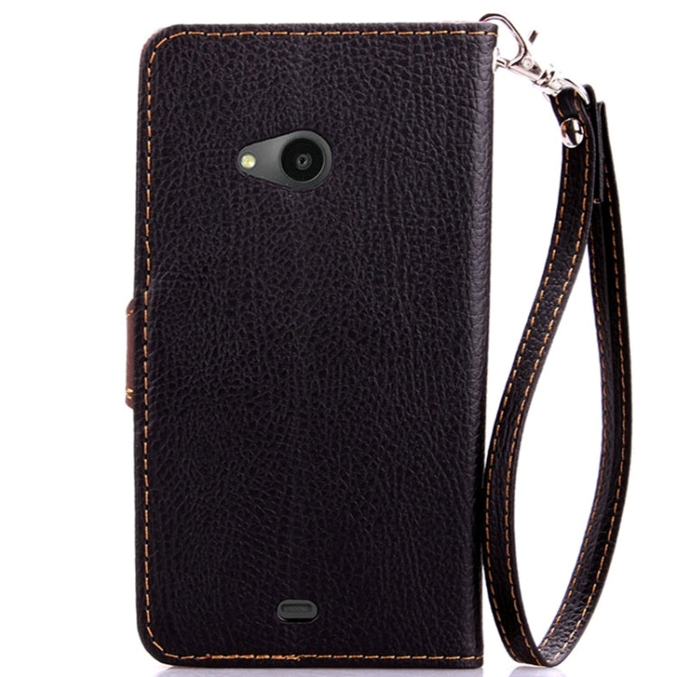 Leaf Magnetic Snap Litchi Texture Horizontal Flip Leather Case with Card Slots & Holder & Lanyard for Microsoft Lumia 535