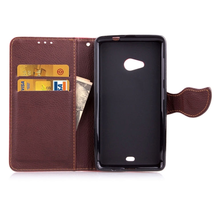 Leaf Magnetic Snap Litchi Texture Horizontal Flip Leather Case with Card Slots & Holder & Lanyard for Microsoft Lumia 535