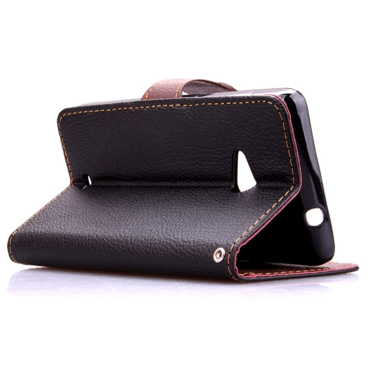 Leaf Magnetic Snap Litchi Texture Horizontal Flip Leather Case with Card Slots & Holder & Lanyard for Microsoft Lumia 535