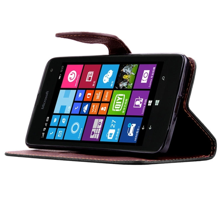 Leaf Magnetic Snap Litchi Texture Horizontal Flip Leather Case with Card Slots & Holder & Lanyard for Microsoft Lumia 535