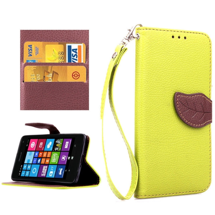 Leaf Magnetic Snap Litchi Texture Horizontal Flip Leather Case with Card Slots & Holder & Lanyard for Microsoft Lumia 535