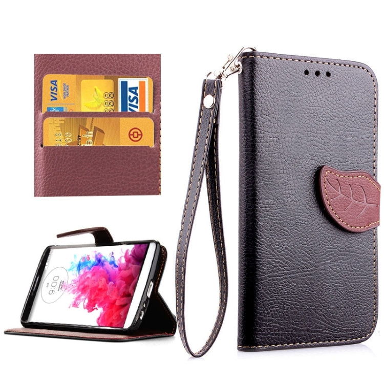 Leaf Magnetic Snap Litchi Texture Horizontal Flip Leather Case with Card Slots & Holder & Lanyard for LG G3 MINI