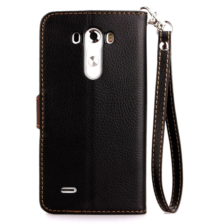 Leaf Magnetic Snap Litchi Texture Horizontal Flip Leather Case with Card Slots & Holder & Lanyard for LG G3 MINI