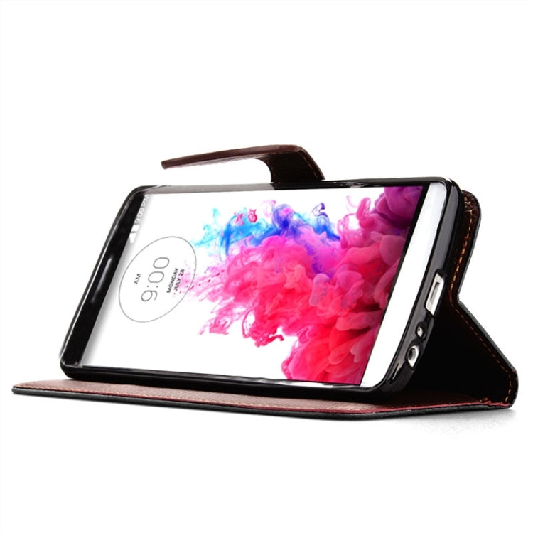 Leaf Magnetic Snap Litchi Texture Horizontal Flip Leather Case with Card Slots & Holder & Lanyard for LG G3 MINI