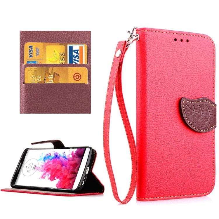 Leaf Magnetic Snap Litchi Texture Horizontal Flip Leather Case with Card Slots & Holder & Lanyard for LG G3 MINI