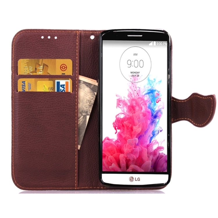 Leaf Magnetic Snap Litchi Texture Horizontal Flip Leather Case with Card Slots & Holder & Lanyard for LG G3 MINI