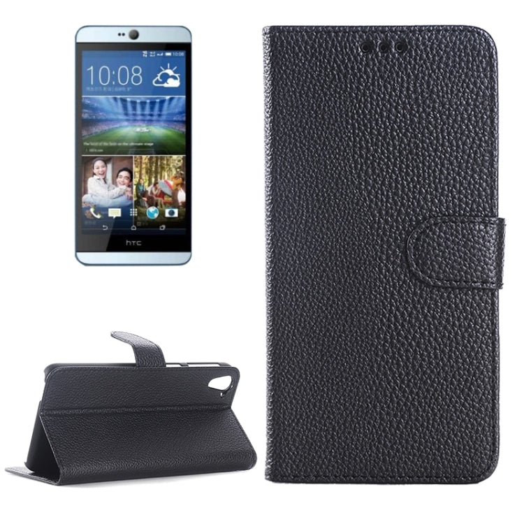 Monochrome Litchi Texture Horizontal Flip Leather Case with Card Slots & Holder for HTC Desire 826