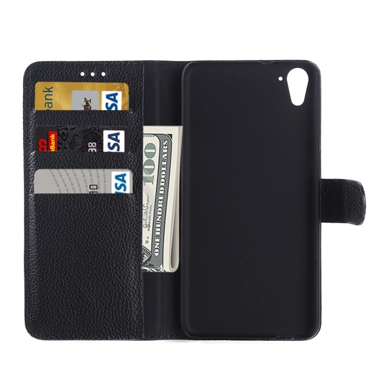 Monochrome Litchi Texture Horizontal Flip Leather Case with Card Slots & Holder for HTC Desire 826